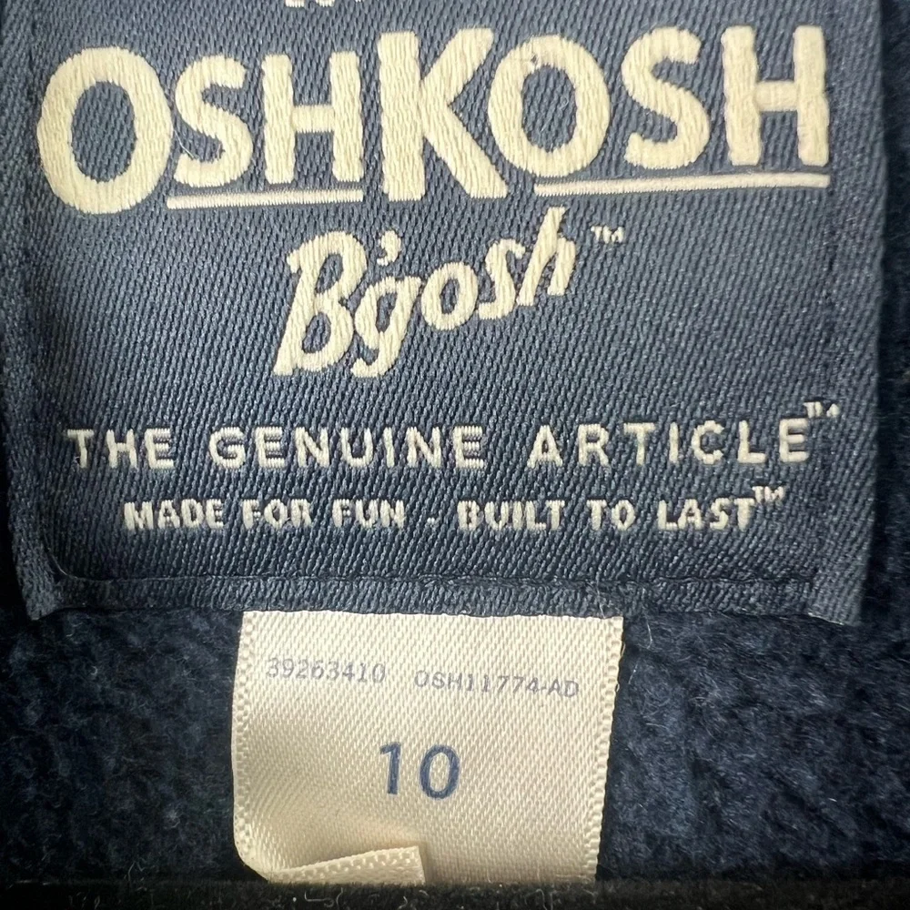 Oshkosh Zip Front Hooded Sweatshirt jacket hoodie Boys size 10 Spell Out